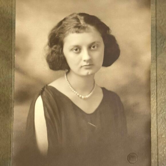 Vintage Sepia Flapper Girl Portrait Rogers Studio 1920s Original Photo Case - Picture 1 of 7